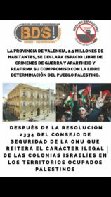 La Diputación de València se declara Espacio Libre de Apartheid Israelí