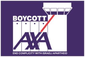 AXA continúa invirtiendo en el apartheid israelí ¡Boicotea AXA ahora!