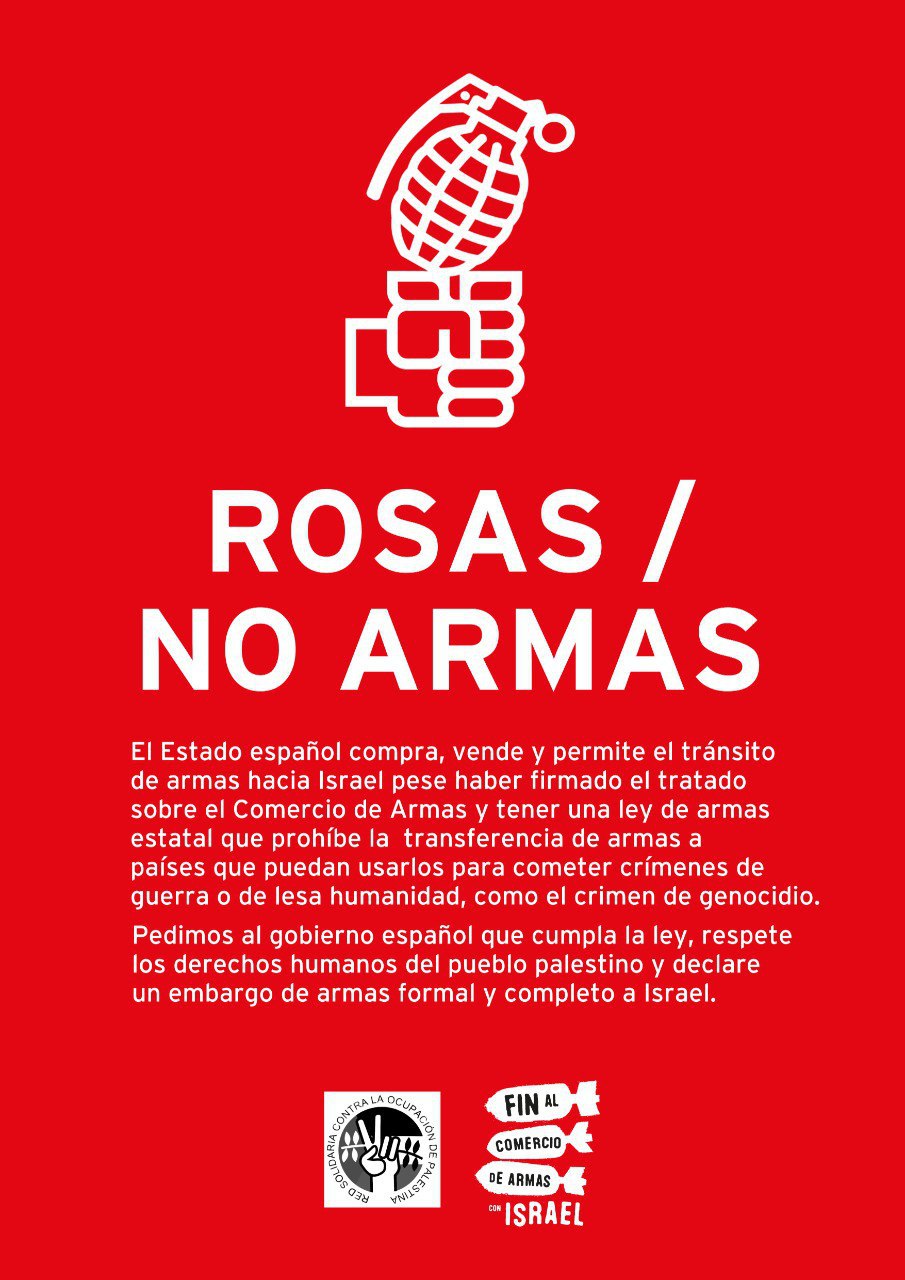 Rosas negras en la sede del PSOE reclaman el fin del comercio de armas con Israel