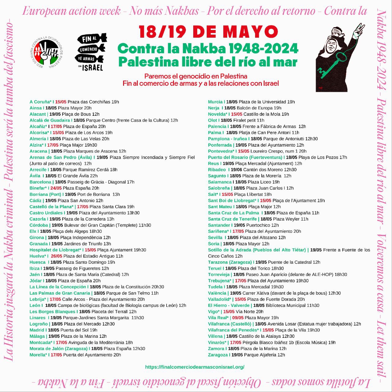 5ª Jornada de Movilización Estatal contra genocidio en Palestina 18 y 19 de mayo 2024