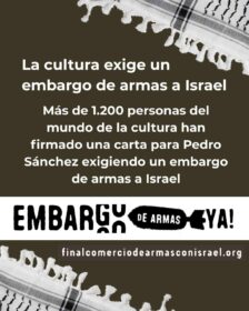 La cultura pide al Gobierno embargo de armas a Israel por via Decreto Ley